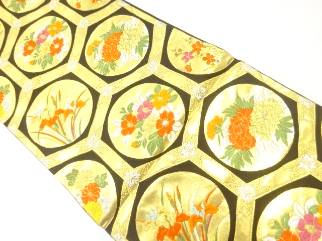 JAPANESE FUKURO OBI / WOVEN FLORAL PLANTS / BY TOKYO MASUIWAYA